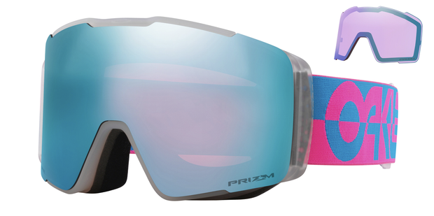 Oakley Line Miner Pro L Blue Pink Duality Goggles w/ Prizm Sapphire Iridium & Snow Iced Iridium