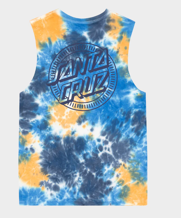 Industrial Dot Mono Boys Muscle T-shirt Blue Tie Dye