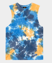 Industrial Dot Mono Boys Muscle T-shirt Blue Tie Dye