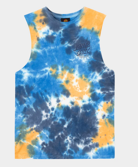 Industrial Dot Mono Boys Muscle T-shirt Blue Tie Dye