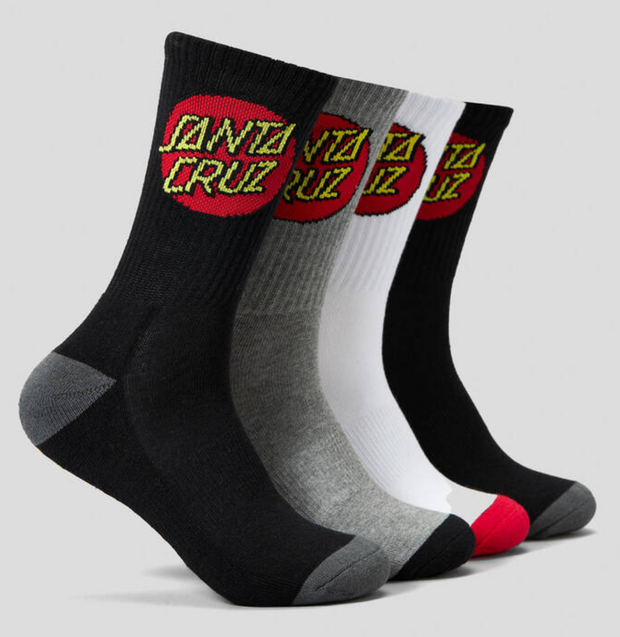 Santa Cruz Classic Dot Socks 7-11 Mens 4pk