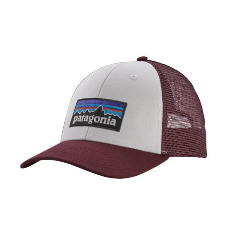 Patagonia P-6 LoPro Trucker Hat, White/ Dark Ruby-Cap-Patagonia-
