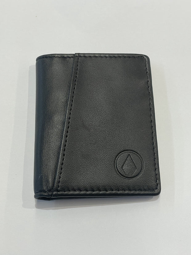 Volcom Stash Stone Leather Wallet Black