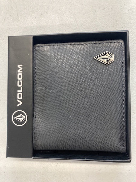 Volcom Single Stone Leather Wallet Navy