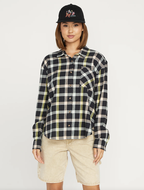 Volcom Womens Plaid To Meet U Long Sleeve Shirt